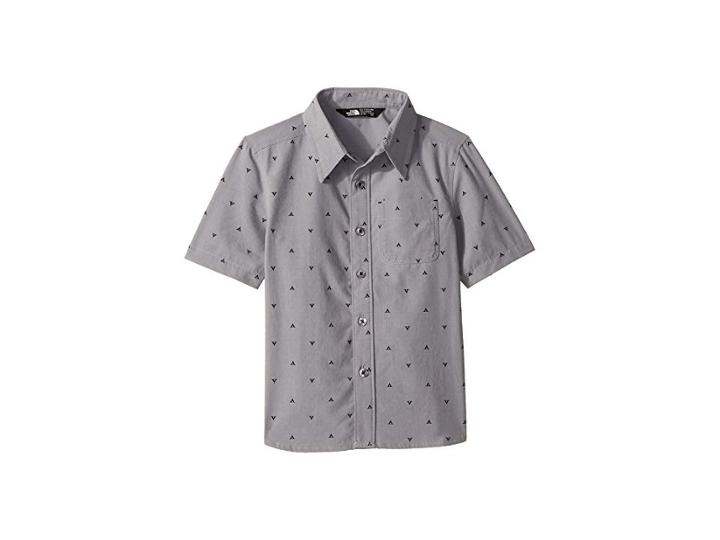 The North Face Kids Short Sleeve Pursuit Top (little Kids/big Kids) (mid Grey Pitch Tent Print) Boy's Short Sleeve Button Up