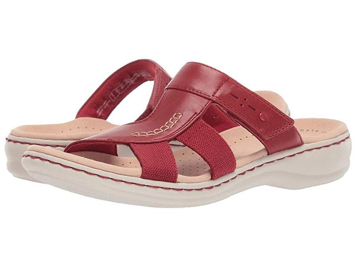 Clarks Leisa Emily (red Leather/textile Combo) Women's Sandals