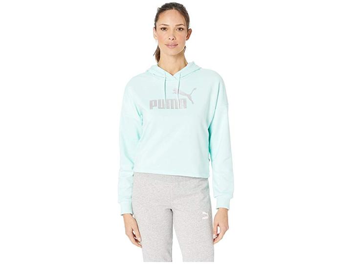 Puma Ess+ Cropped Hoodie (fair Aqua/silver) Women's Clothing