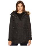 Calvin Klein Quilted Jacket With Fur Trimmed Hood (black) Women's Coat