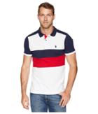 U.s. Polo Assn. Slim Fit Chest Stripe Color Block Polo Shirt (white) Men's Short Sleeve Pullover