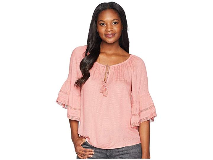 Lucky Brand Bell Sleeve Peasant Top (rose) Women's Clothing