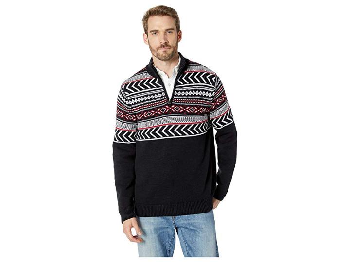 Chaps Cotton-zip Fashion Sweater (polo Black Multi) Men's Sweater
