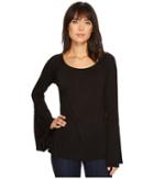 Stetson 1404 Rayon Spandex Scoop Neck Top (black) Women's Long Sleeve Pullover