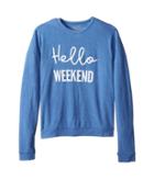 The Original Retro Brand Kids Girls Super Soft Haaci Pullover Hello Weekend (big Kids) (royal) Girl's Sweater