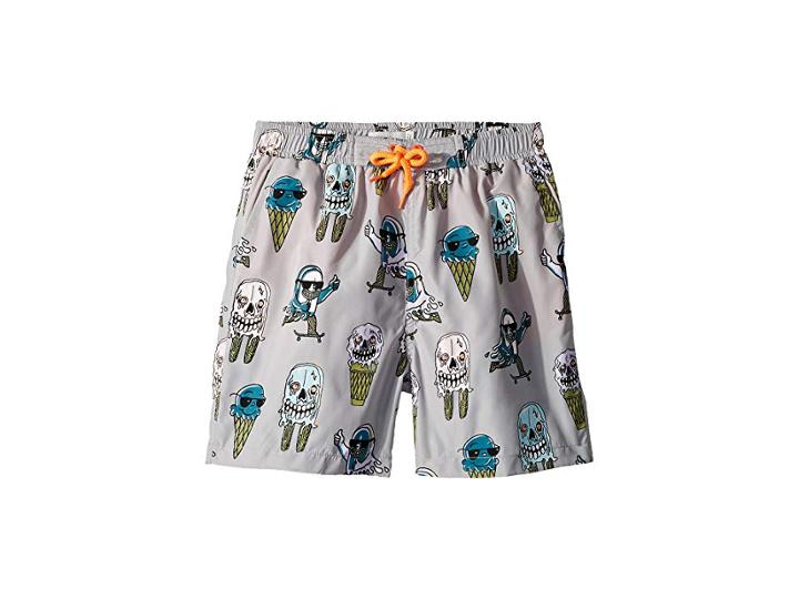 Stella Mccartney Kids Taylor Ice Cream Monster Print Swim Shorts (toddler/little Kids/big Kids) (grey) Boy's Swimwear