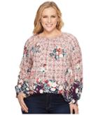 Lucky Brand Plus Size Braided Knit Top (multi) Women's Long Sleeve Pullover
