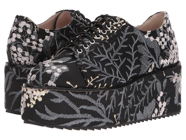 Shellys London Honolulu (black Floral) Women's Lace Up Casual Shoes
