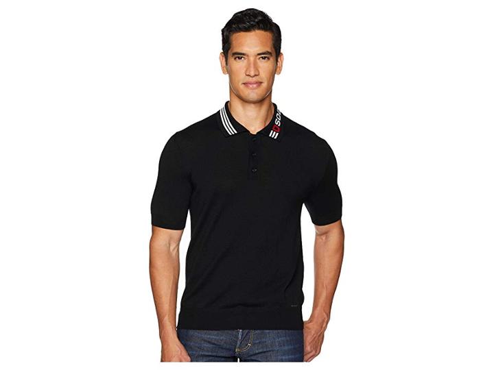 Dsquared2 Contrast Collar Sweater Polo (black/white/red) Men's Sweater