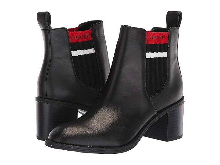 Calvin Klein Perron (black/rogue Cow Silk/striped Ribbed Knit) Women's Shoes