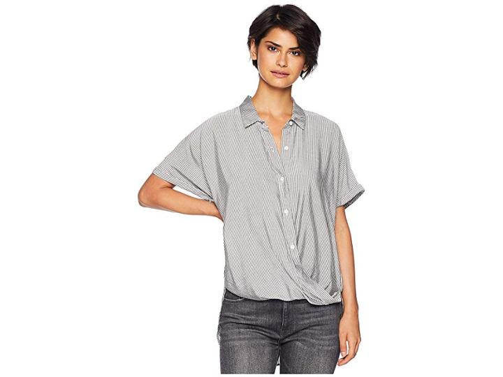 Bcbgeneration Wrap Hem Dolman Sleeve Shirt (black/combo) Women's Clothing