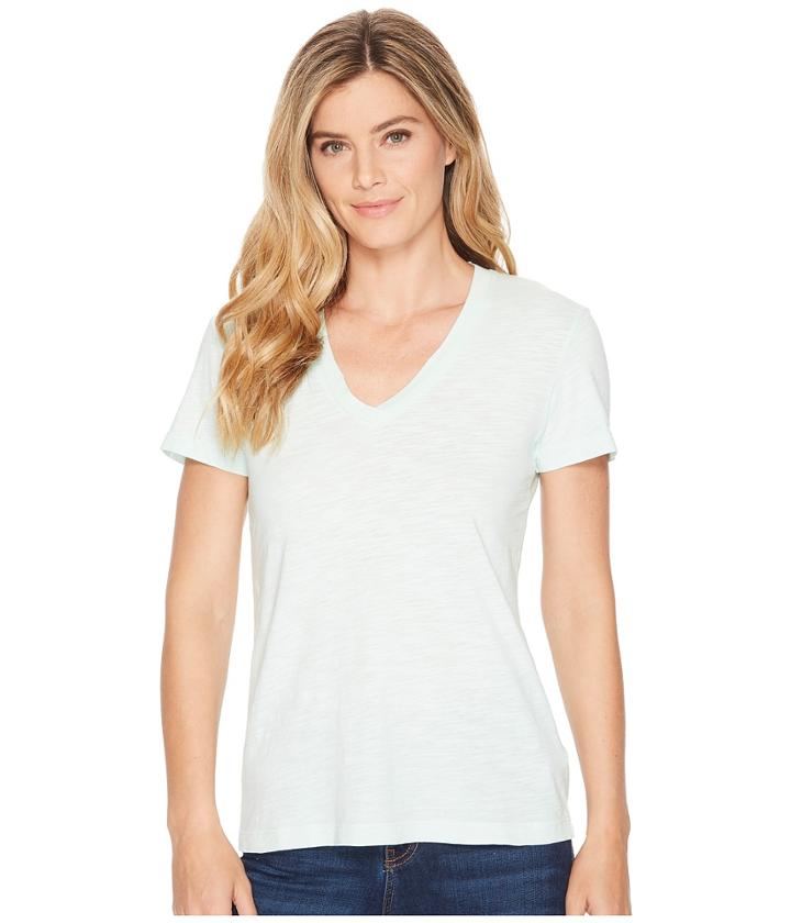 Mod-o-doc Slub Jersey Short Sleeve V-neck Tee (light Clover) Women's Short Sleeve Pullover