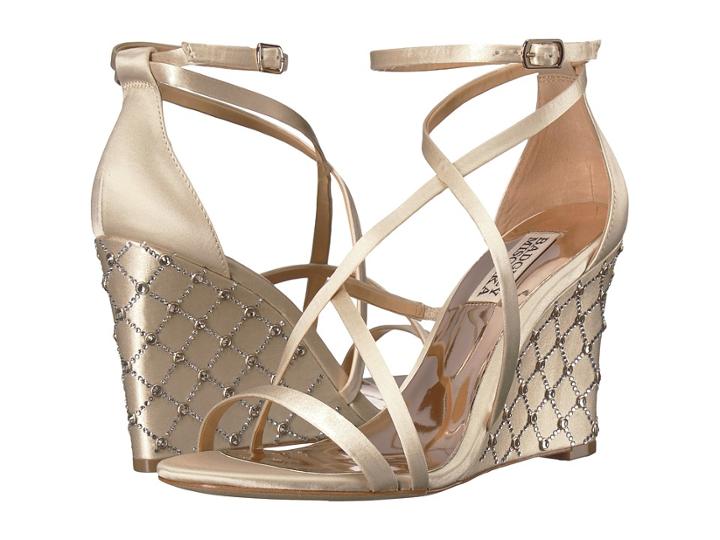 Badgley Mischka Shelly (ivory Satin) Women's Wedge Shoes