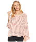 Free People Striped Island Girl Hacci (pink Combo) Women's Clothing