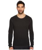 7 For All Mankind Long Sleeve Raw Crew Neck Tee (black) Men's T Shirt
