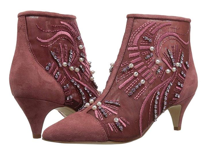 Sam Edelman Kami (misty Rose/abstract Wave Embroidery Dress Mesh/kid Suede Leather) Women's Shoes