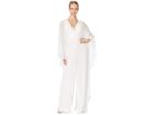 Halston Heritage Dramatic Flounce Sleeve V-neck Tie Back Jumpsuit (chalk 1) Women's Jumpsuit & Rompers One Piece