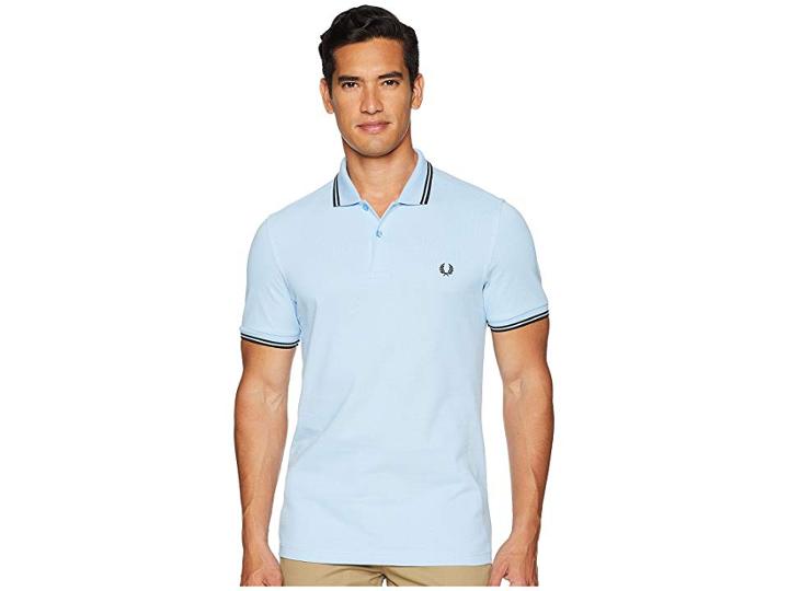 Fred Perry Twin Tipped Shirt (sky Blue/black) Men's Short Sleeve Knit
