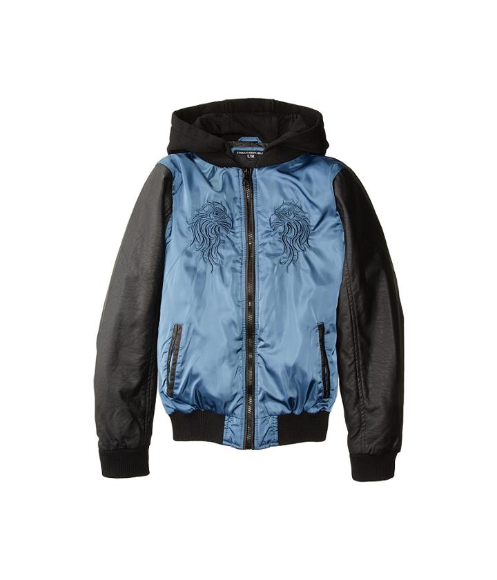 Urban Republic Kids Francis Embroidered Satin With Fleece Hoodie (little Kids/big Kids) (teal) Boy's Coat