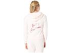 Juicy Couture Cursive Foil Logo W/ Glitter Hoodie (primrose Pink) Women's Clothing