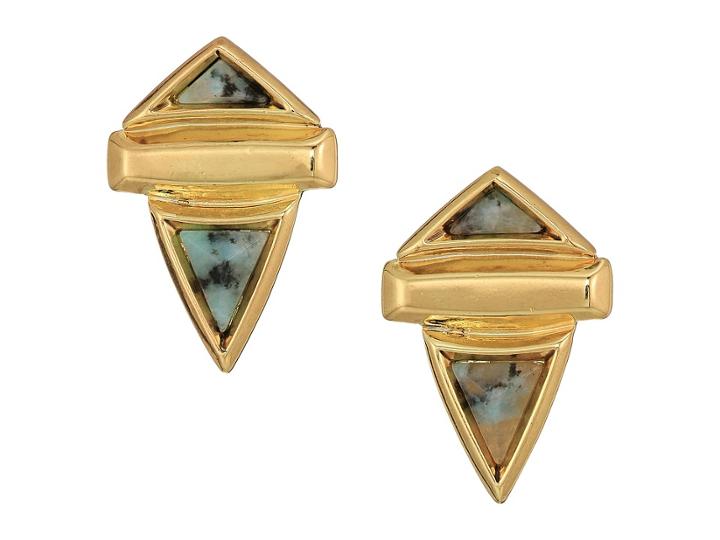 House Of Harlow 1960 Pyramid Stone Small Earrings (gold/kiwi) Earring