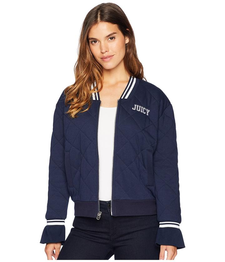 Juicy Couture Quilted Terry Bomber Jacket (regal) Women's Clothing