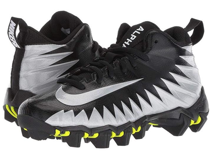 Nike Kids Alpha Menace Shark Football (toddler/little Kid/big Kid) (black/metallic Silver/white) Kids Shoes
