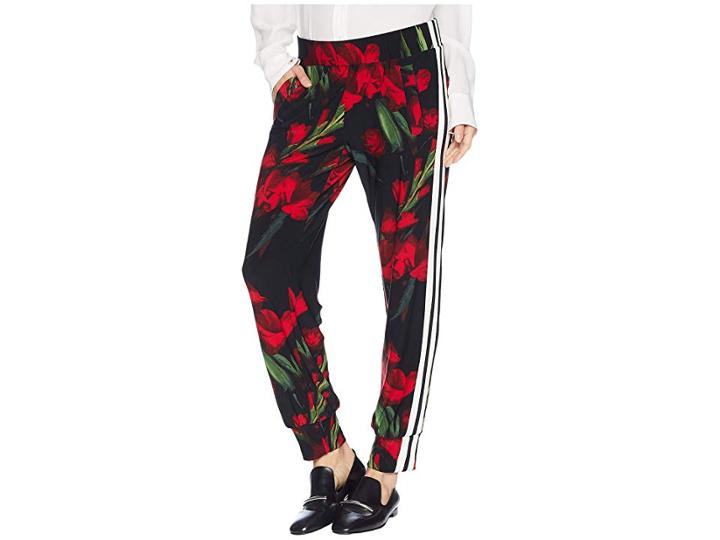 Kamalikulture By Norma Kamali Side Stripe Jog Pants (blooming Roses/engineered Stripe) Women's Casual Pants