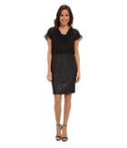 London Times Cowl Neck Blouson Texture Skirt (black) Women's Dress