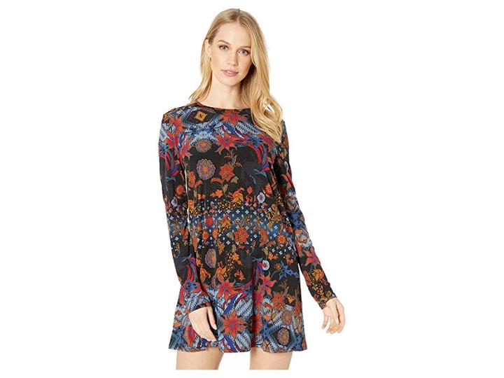 Bcbgeneration A-line Long Sleeve Dress (faded Blue Combo) Women's Dress