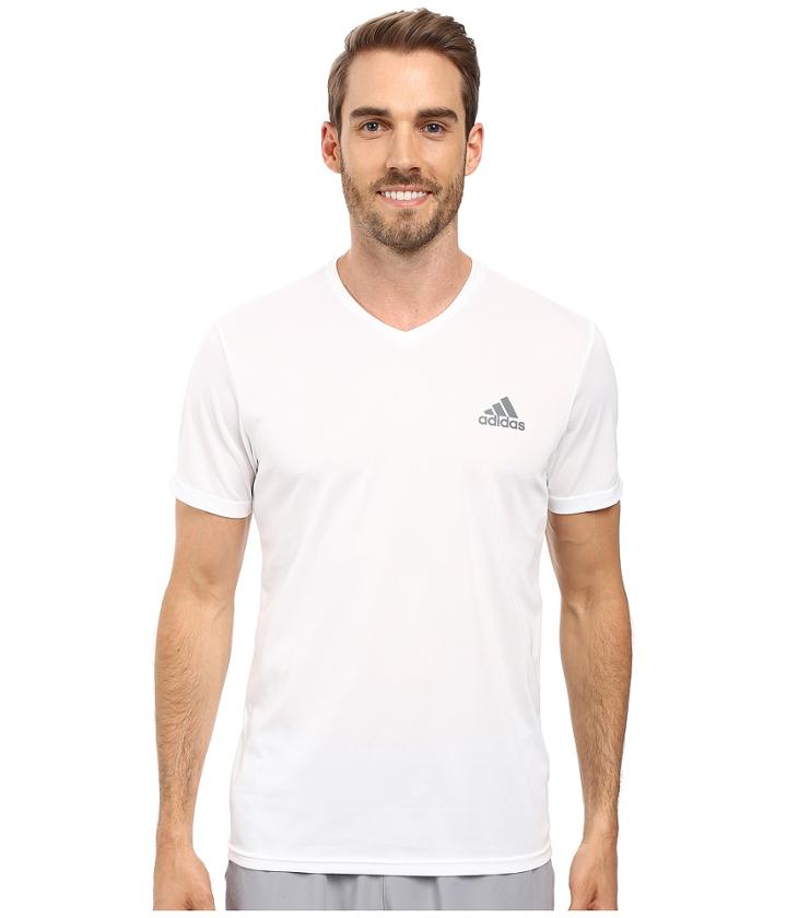 Adidas Essential Tech V-neck Tee (white/vista Grey) Men's T Shirt
