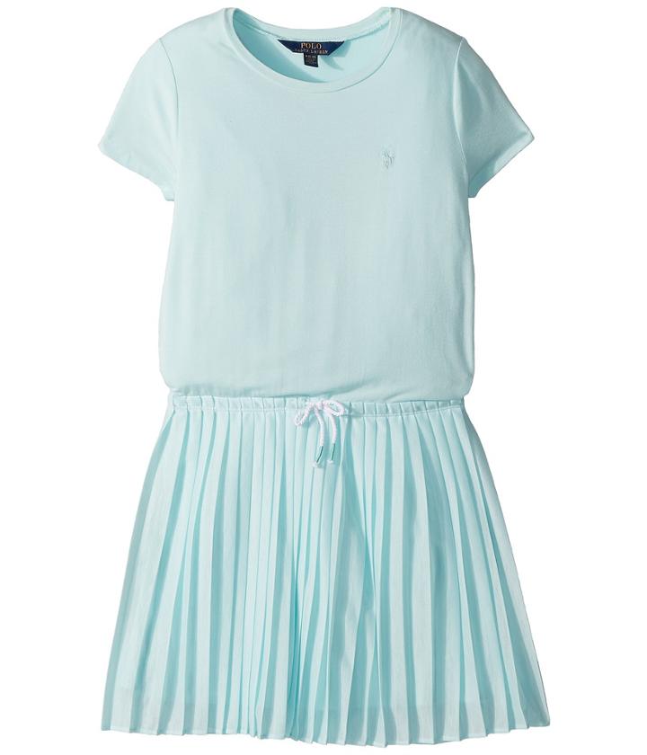 Polo Ralph Lauren Kids Pleated Jersey T-shirt Dress (little Kids/big Kids) (crystal Blue) Girl's Dress