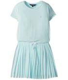 Polo Ralph Lauren Kids Pleated Jersey T-shirt Dress (little Kids/big Kids) (crystal Blue) Girl's Dress