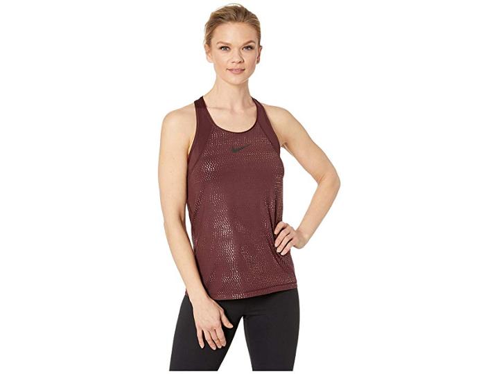 Nike Pro Metallic Dots Tank Top (burgundy Crush/black) Women's Sleeveless