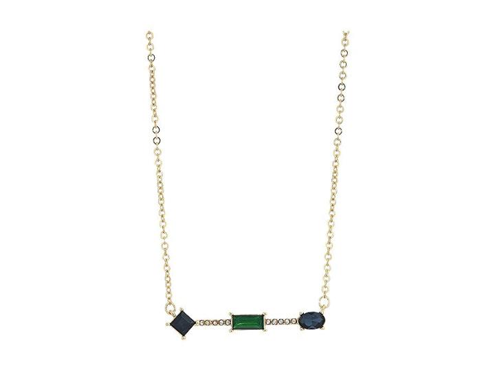 Vince Camuto 18 Bar Necklace (gold/palace Green Opal/montana/crystal) Necklace