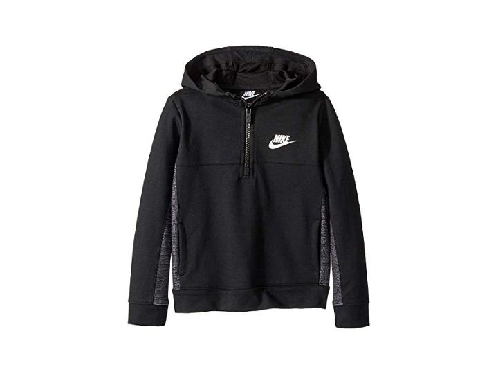 Nike Kids Av15 1/2 Zip Hoodie (little Kids) (black) Boy's Clothing