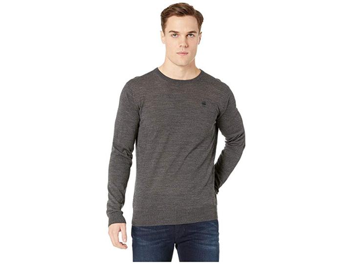 G-star Core R Knit Long Sleeve (dark Grey Heather) Men's Clothing