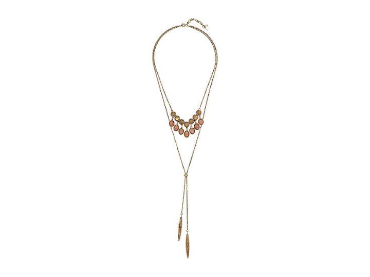 Lucky Brand Druzy Layered Lariat Necklace (gold) Necklace