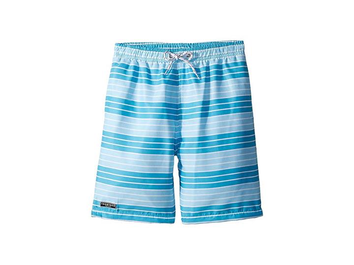 Toobydoo Aqua Stripe Swim Shorts (infant/toddler/little Kids/big Kids) (blue) Boy's Swimwear