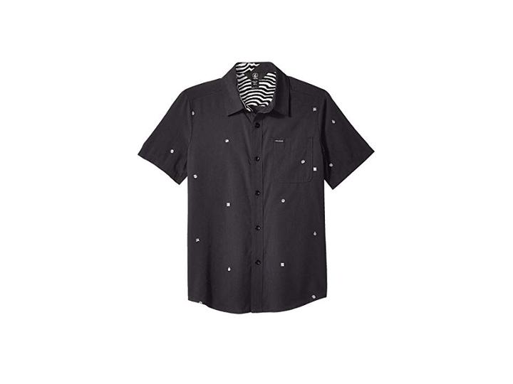 Volcom Kids Dragstone Short Sleeve Shirt (big Kids) (ashpalt Black) Boy's Short Sleeve Button Up