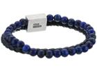 Steve Madden Double Band Bead And Braided Leather Bracelet (navy) Bracelet