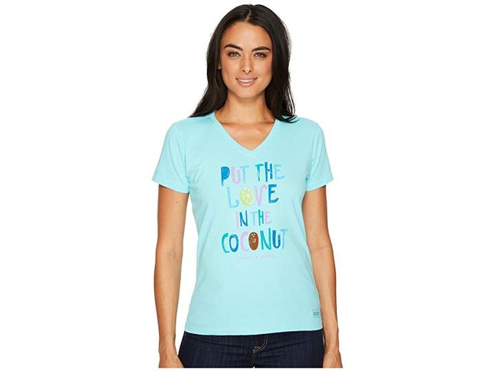 Life Is Good Life Is Good(r) Crusher Beach Vee (fresh Blue) Women's T Shirt