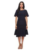 Rebecca Taylor Short Sleeve Silk Lace Dress (navy/black) Women's Dress