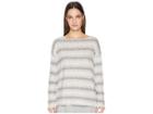 Eileen Fisher Cotton Tencel Gradient Stripe Ballet Neck Boxy Tee (white/black) Women's T Shirt