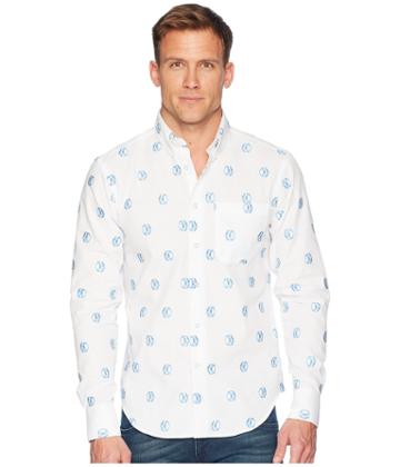 Naked & Famous Limited Edition Hadouken Jacquard Shirt (white/blue) Men's Clothing