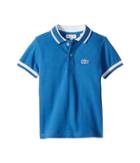 Lacoste Kids Short Sleeve Candy Stripe Croc Polo (infant/toddler/little Kids/big Kids) (elysee Blue/white) Boy's Short Sleeve Pullover
