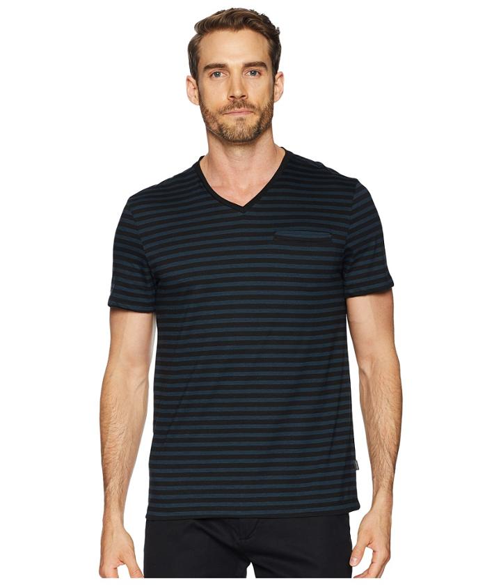 Calvin Klein All Over Stripe Pocket T-shirt (black Combo) Men's T Shirt