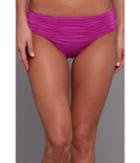 Badgley Mischka Solids Pin Stitch Shirred Brief (purple) Women's Swimwear
