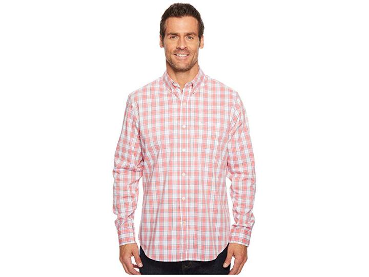Dockers Long Sleeve Stretch Woven Shirt (desert Rose/pink Salt) Men's Clothing