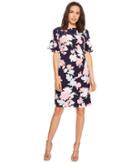 Taylor Short Ruffle Sleeve Floral Dress (navy Multi) Women's Dress